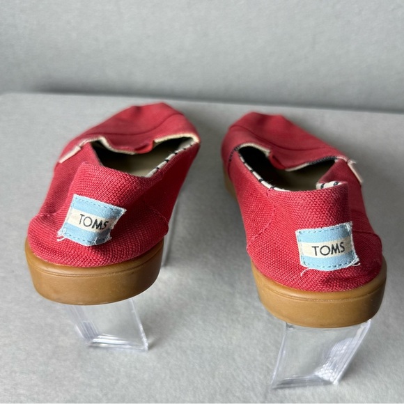 Tom’s Women’s Classic Red Wrap Style Slip In Comfort Flats Brown Sole size W7 - Picture 7 of 10